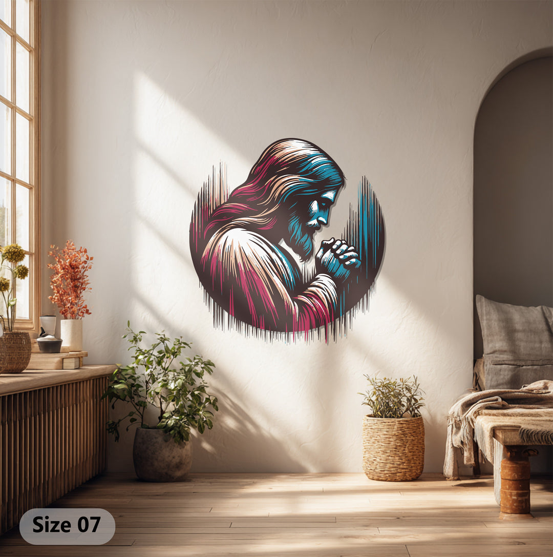 Jesus Praying Metal Wall Art – Sacred Spiritual Home Decor