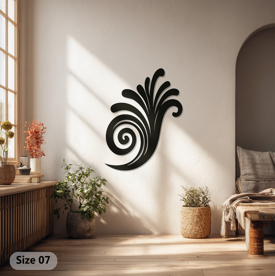 Spiral Wave Metal Wall Art – Black Modern Wall Sculpture