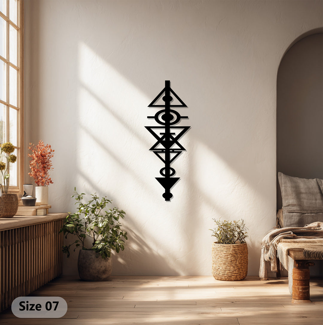 Geometric Tribal Symbol – Modern Abstract Metal Wall Art