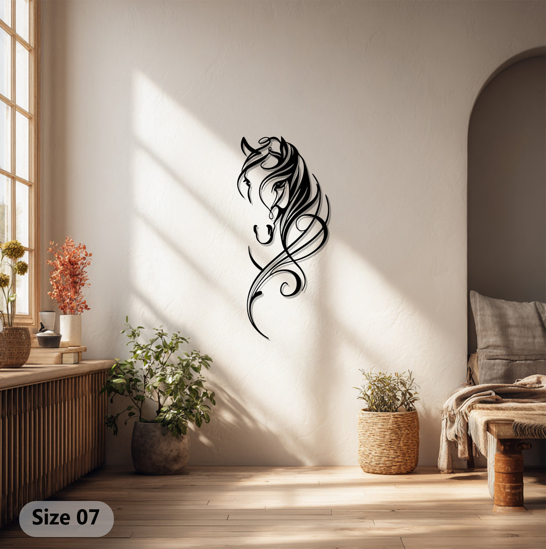Graceful Horse Silhouette Metal Wall Art – Elegant Equine Line Design