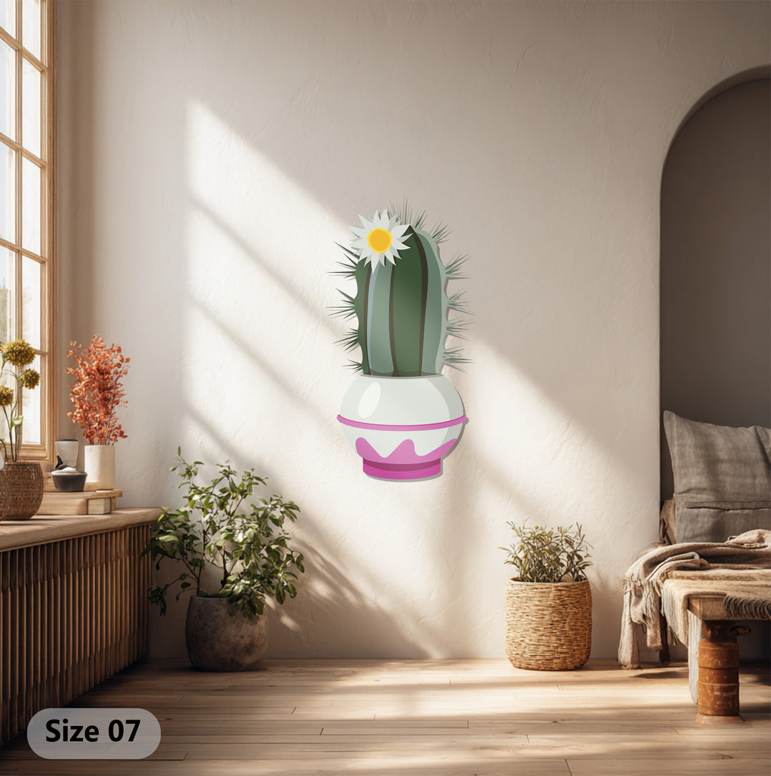 Artistic metal artwork is showcased in this charming Blossom Crown Cactus wall art, its durable construction ensuring longevity for botanical wall decor.