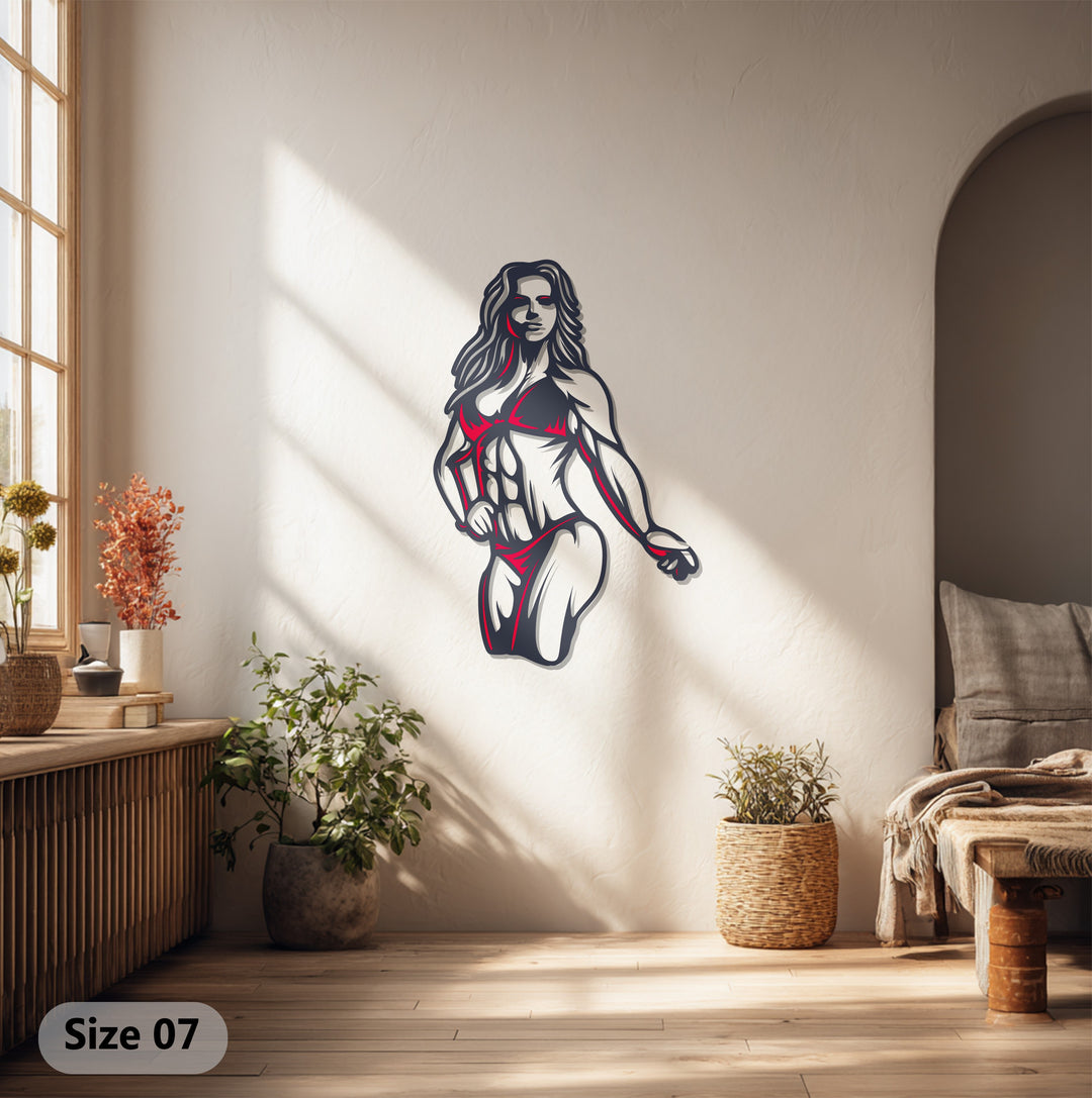 Fitness Woman Metal Wall Art – Powerful Modern Gym-Inspired Home Decor