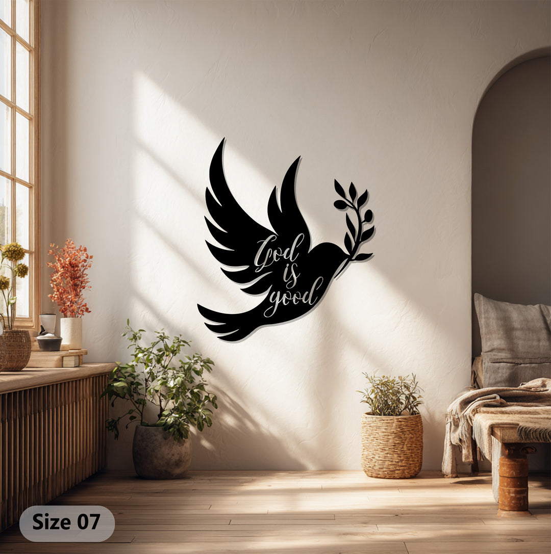 God Is Good Dove Metal Wall Art – Faith-Inspired Home Decor