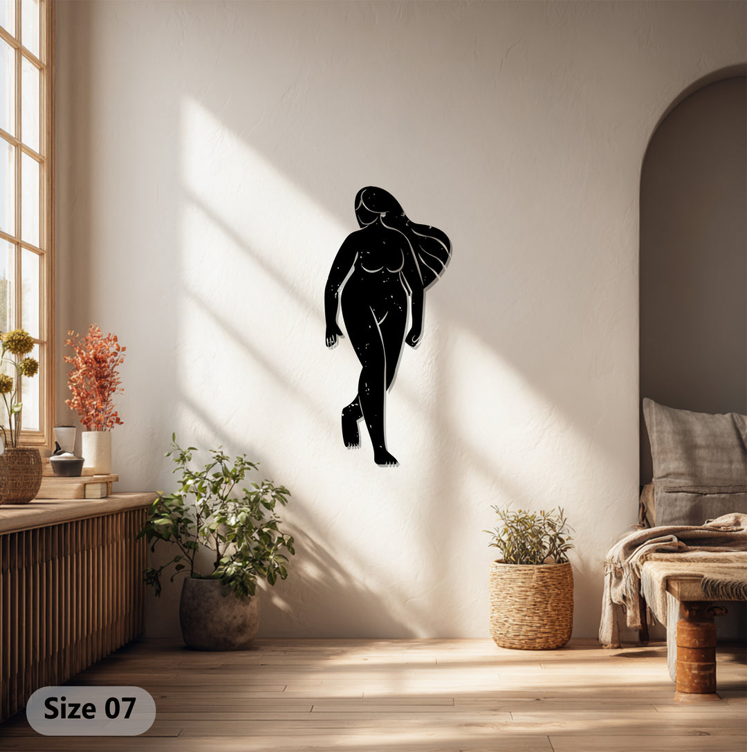 Golden Female Silhouette Metal Wall Art – Minimalist Body Line Decor