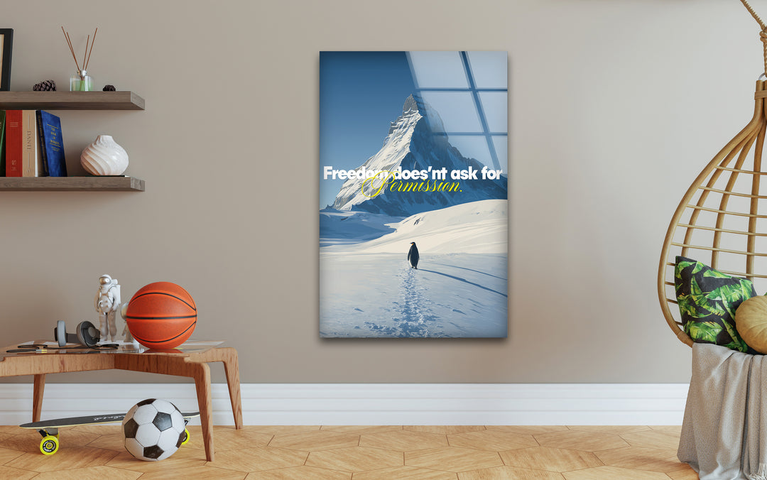 Motivational glass wall art quote