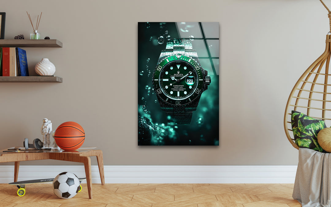 Orologio Rolex verde Quadri da Parete in Vetro