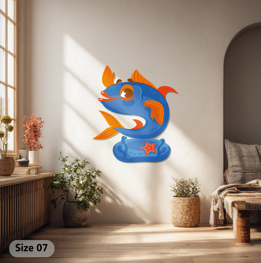 Playful Blue Fish Metal Wall Art – Vibrant Ocean-Inspired Home Decor