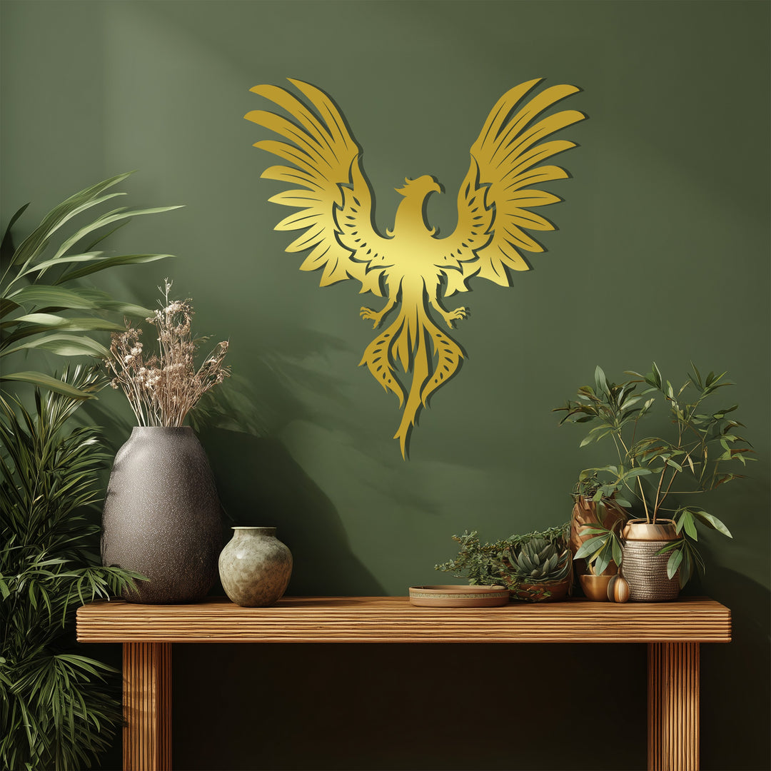 Tribal Phoenix Metal Wall Art – Symbol of Fire, Strength & Rebirth