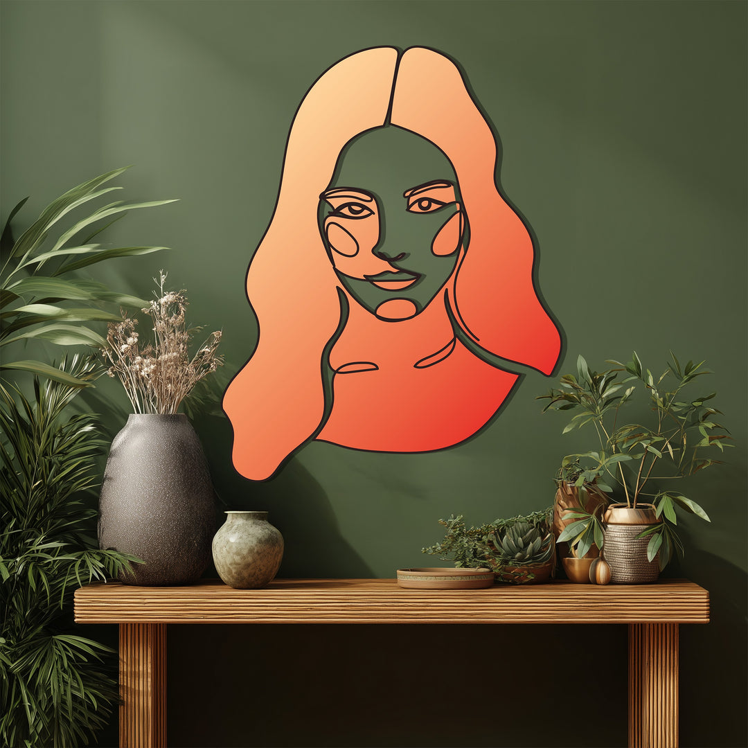 Abstract Woman Line Art Metal Wall Art – Modern Minimal Decor
