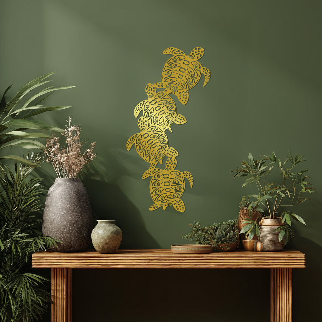 Sea Turtle Metal Wall Art – Tribal Ocean Design