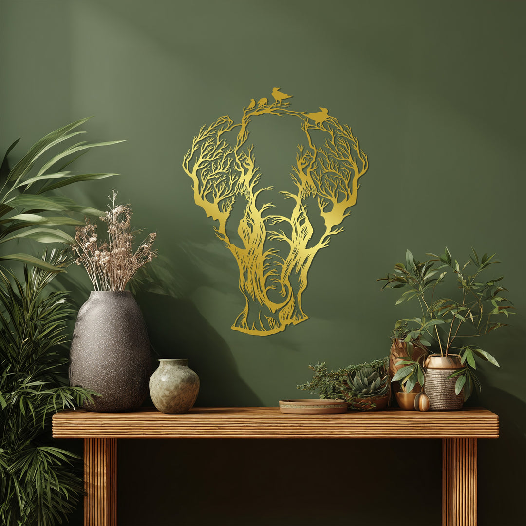 Elephant Tree Metal Wall Art – Wildlife Inspired Design