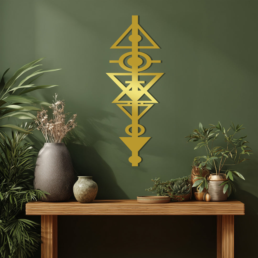 Geometric Tribal Symbol – Modern Abstract Metal Wall Art
