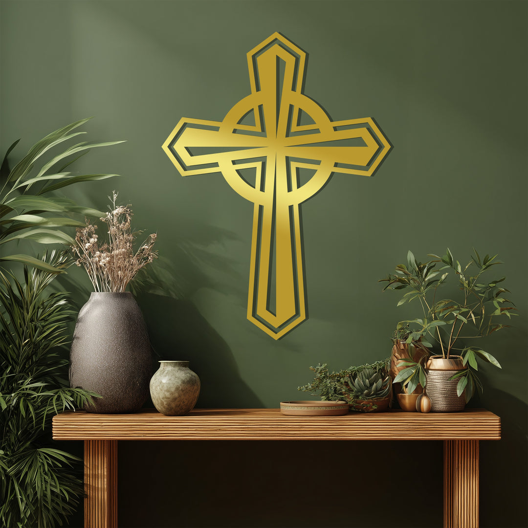 الوحدة الأبدية – الصليب السلتي الفضي فن جداري معدني