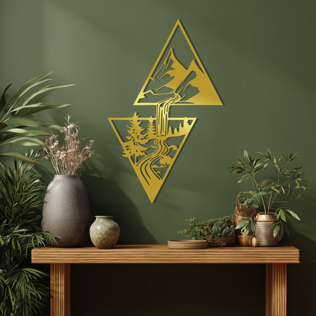 Mountain Cascade Metal Wall Art – Nature-Inspired Modern Home Decor