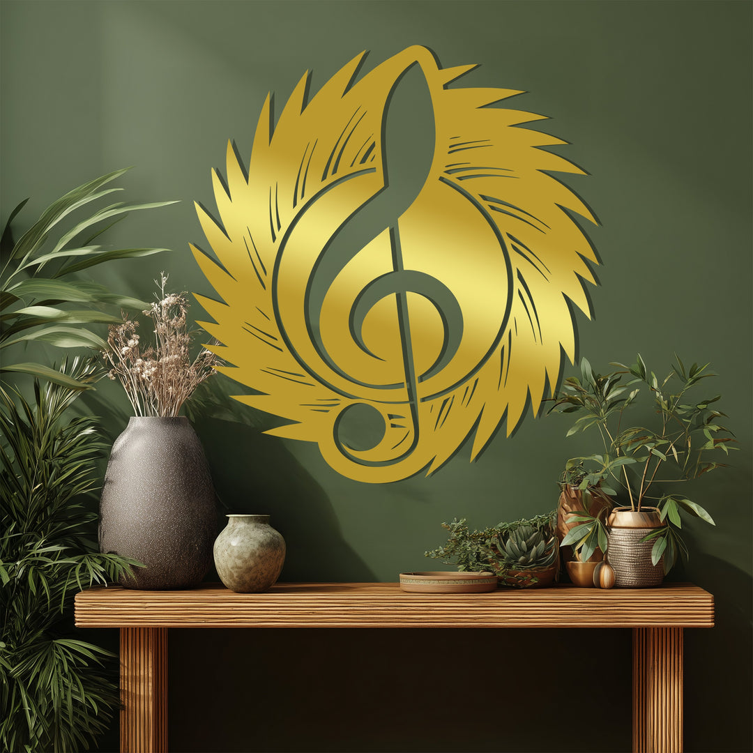 Treble Clef Wing Metal Wall Art – Music Inspired Decor