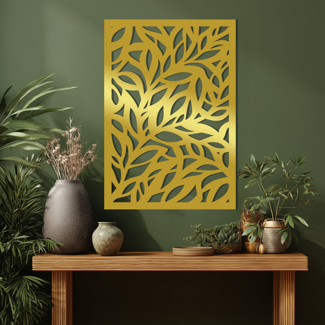 Leaf Panel Metal Wall Art – Black Botanical Wall Sculpture