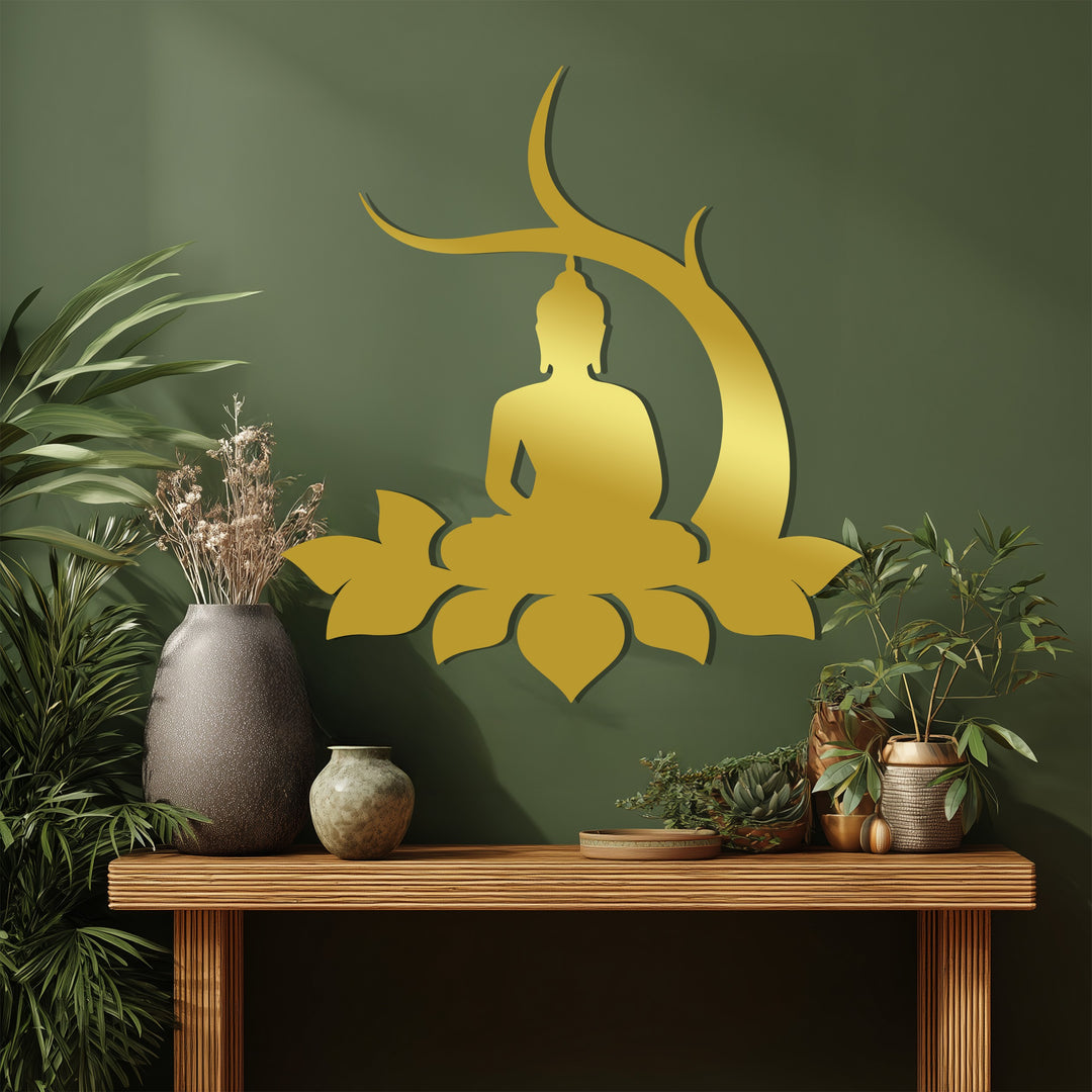 Lotus Buddha Metal Wall Art – Meditative Silhouette Décor
