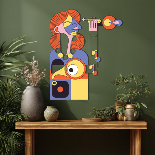 Musical-themed modern metal wall decor in vibrant colors