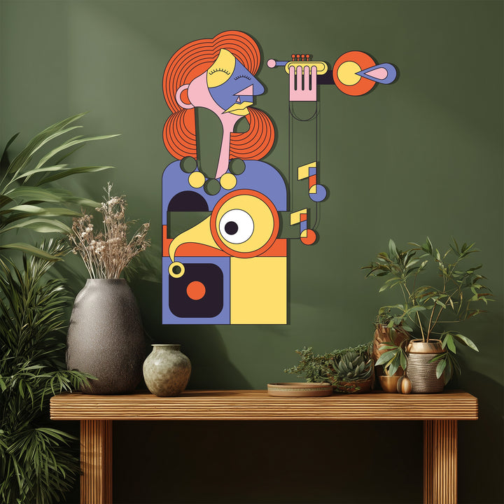 Musical-themed modern metal wall decor in vibrant colors