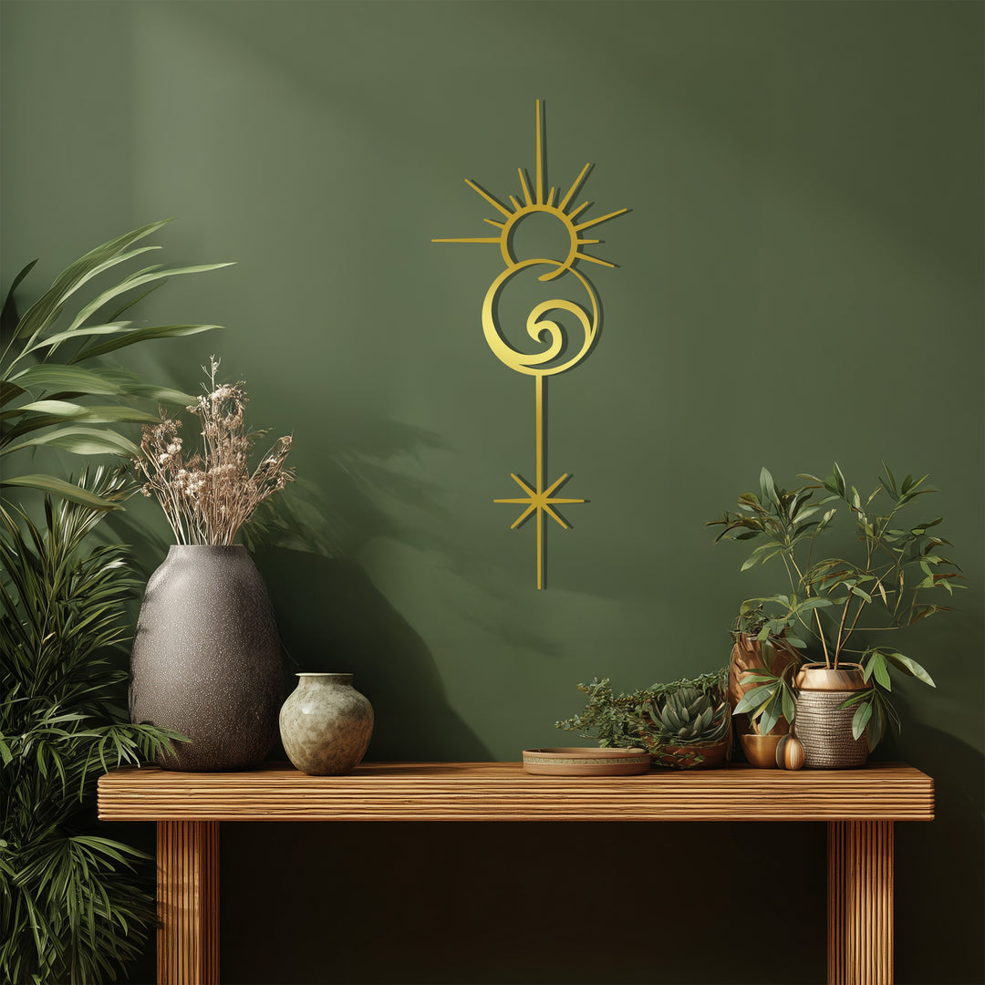 Celestial Energy Spiral – Modern Boho Metal Wall Art