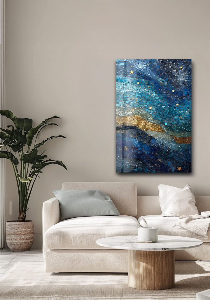 Celestial Mosaic – Starry Night Sky Glass Wall Art