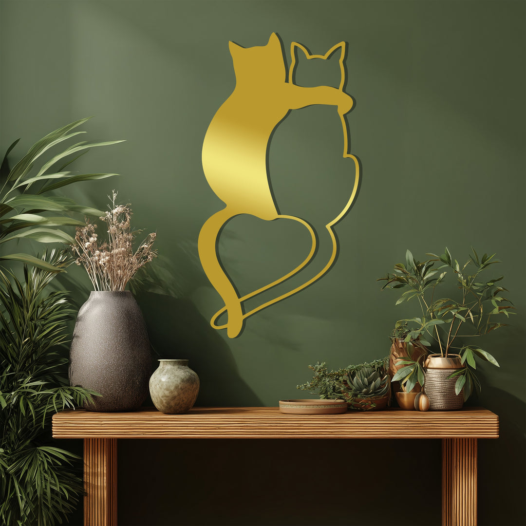Loving Cats Silhouette – Minimalist Metal Wall Art