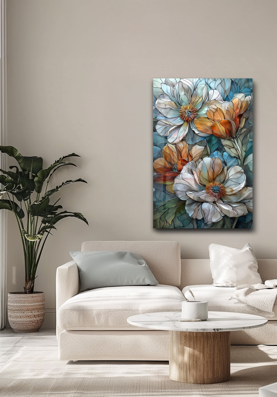 Whispers of Bloom – Floral Glass Wall Art
