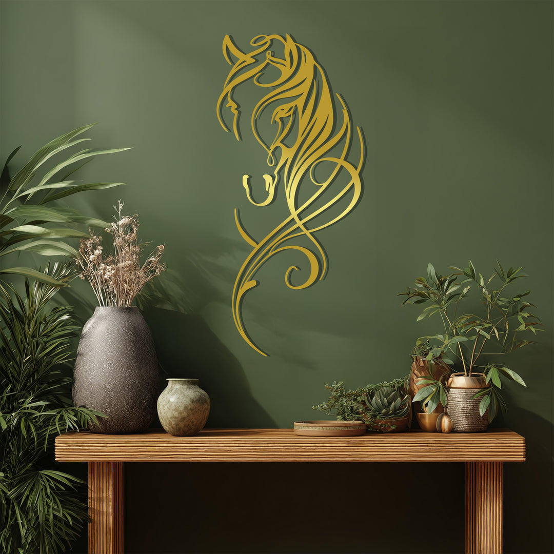 Graceful Horse Silhouette Metal Wall Art – Elegant Equine Line Design