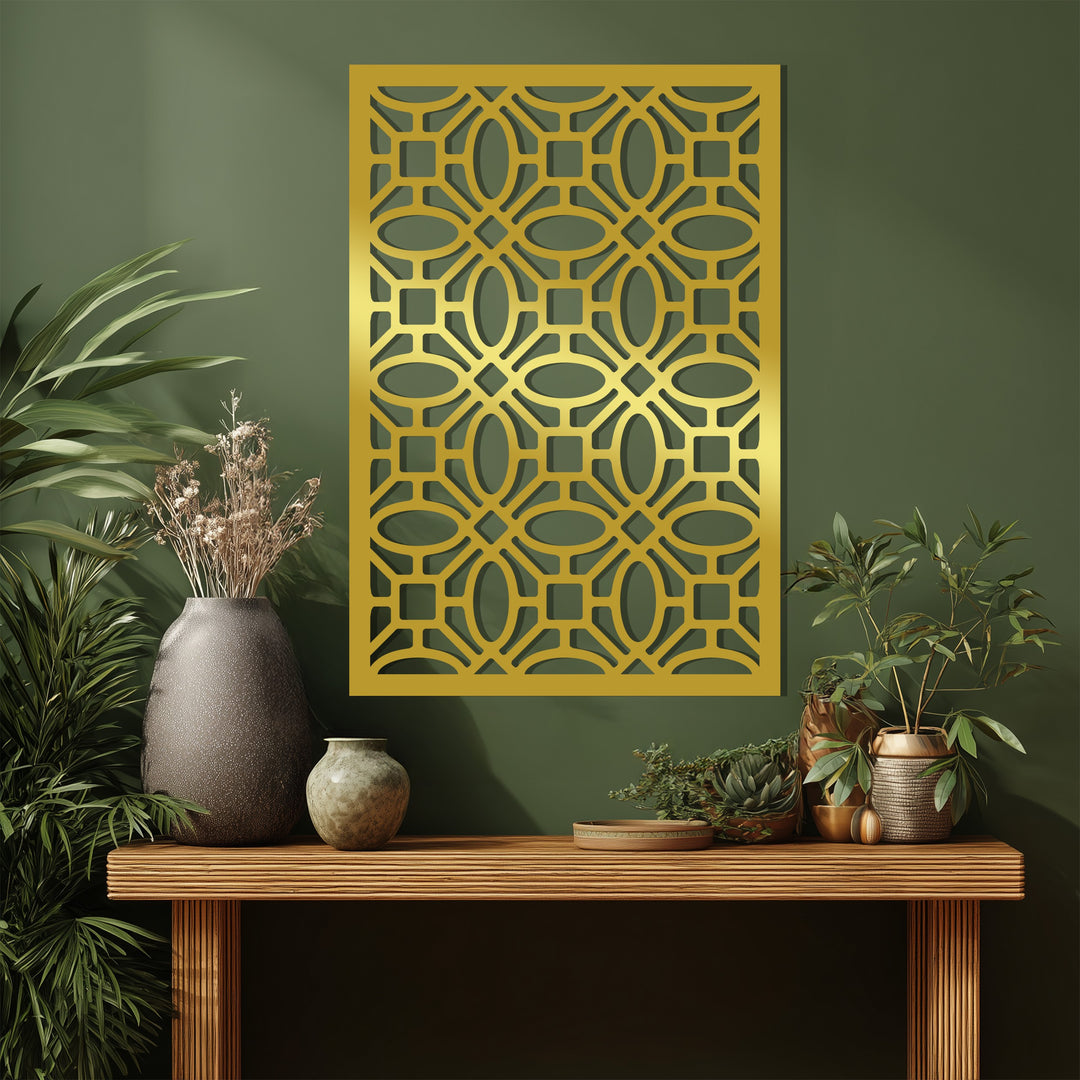 شبكة فاخرة – تصميم هندسي حديث فن جداري معدني