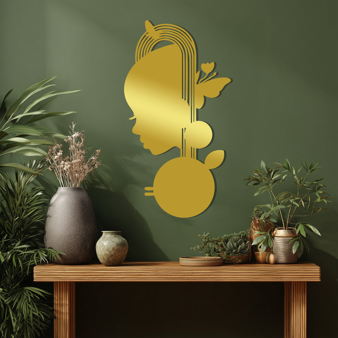 Girl Silhouette Metal Wall Art – Black Butterfly Wall Sculpture