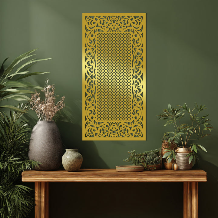 Elegant metal wall art with scrollwork