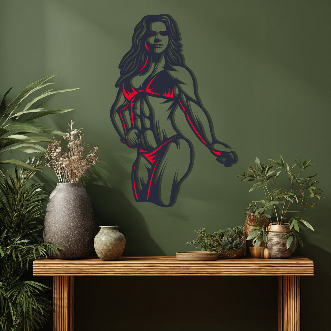 Fitness Woman Metal Wall Art – Powerful Modern Gym-Inspired Home Decor