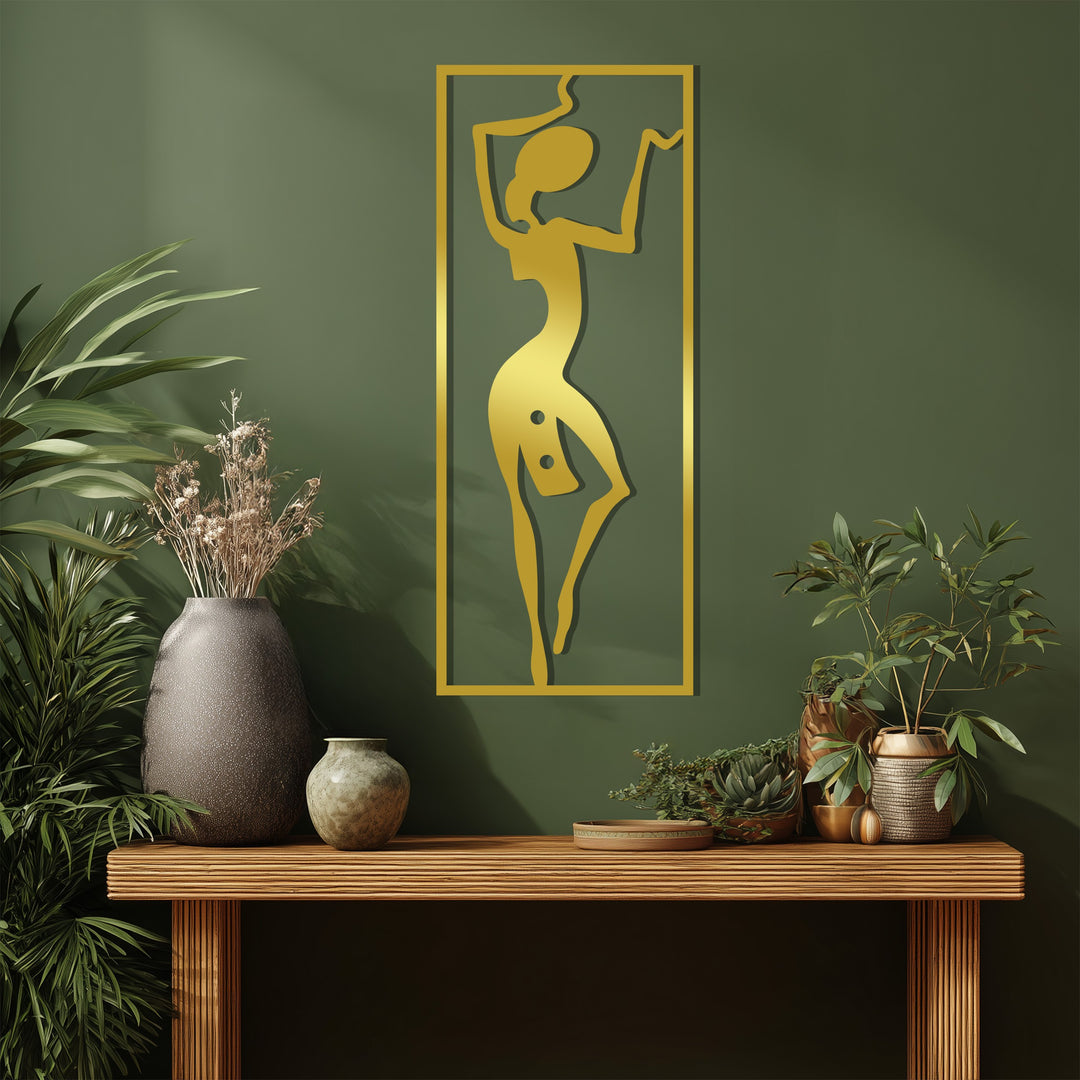 African Tribal Dancer Metal Wall Art – Black Wall Sculpture