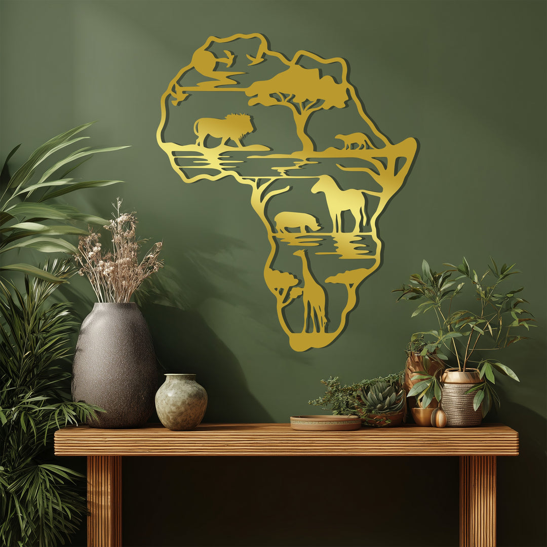 African Wilderness – Safari Silhouette Metal Wall Art