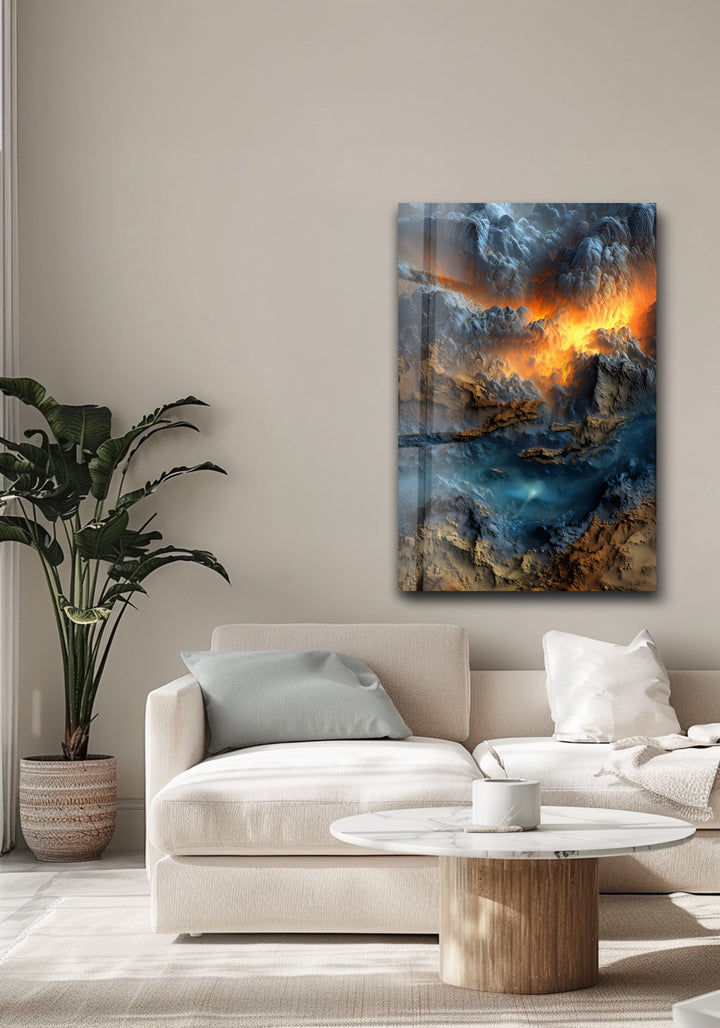 Inferno Skies – Volcanic Sunset Abstract Glass Wall Art