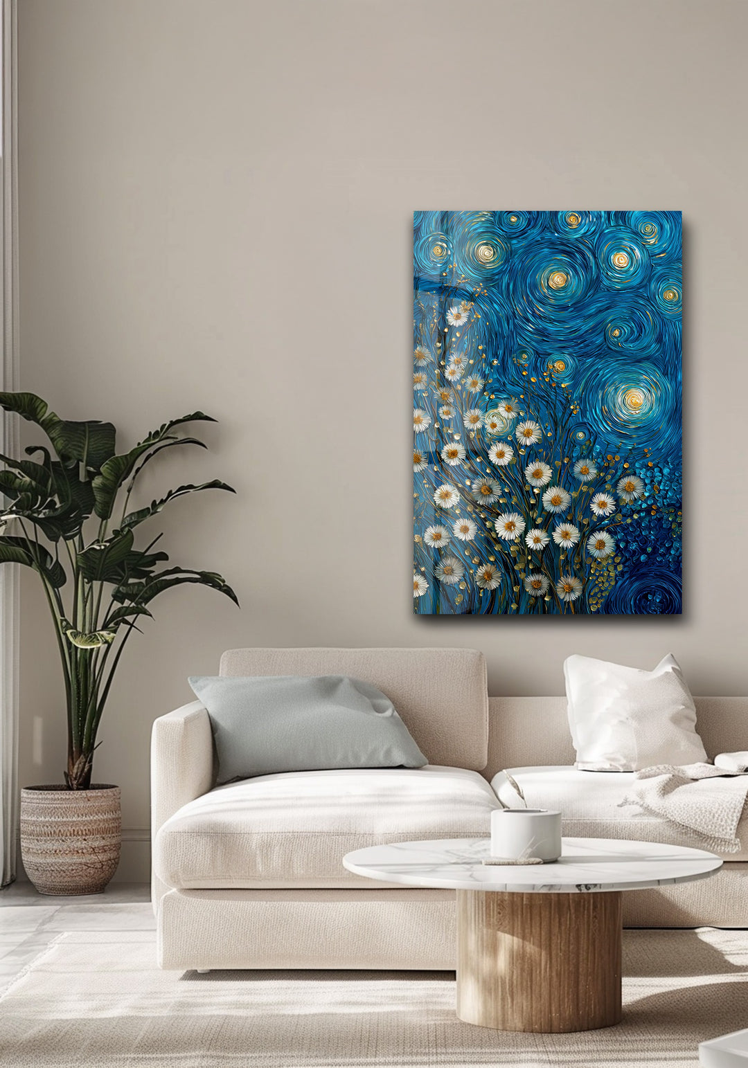 Starry Blossoms – Glass Wall Art