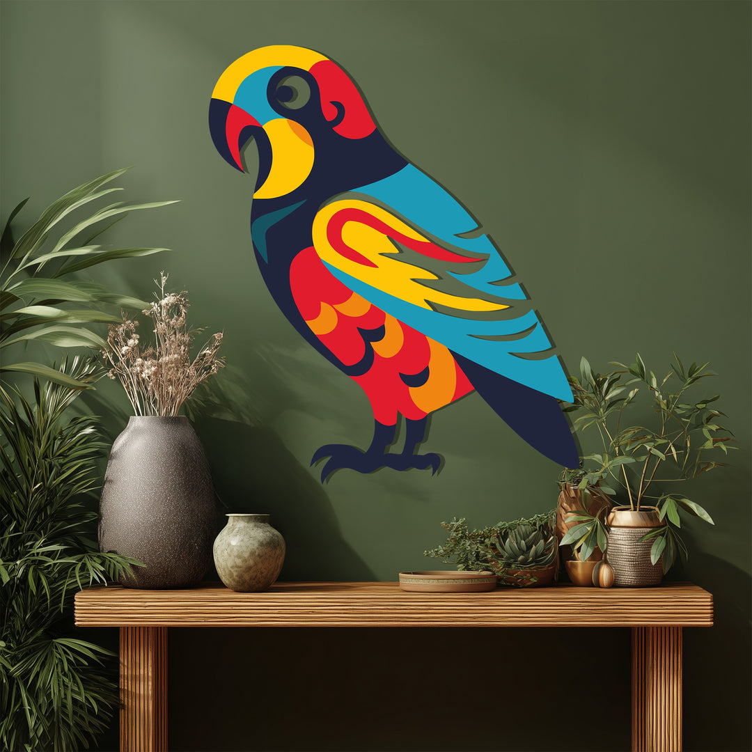 Vibrant Parrot Metal Wall Art – Colorful Tropical Bird Home Decor