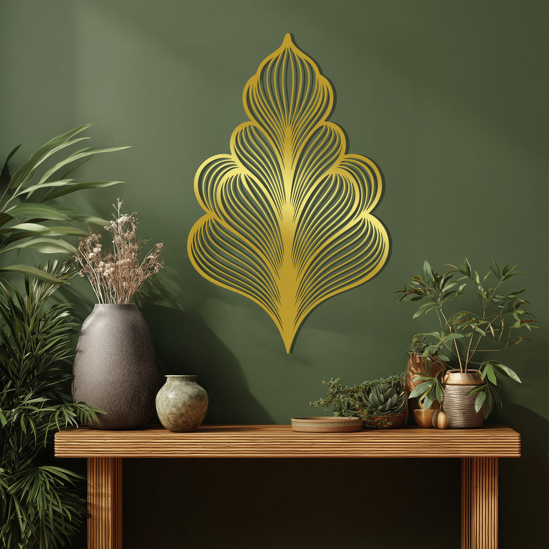 Large leaf design black metal wall decor for living rooms