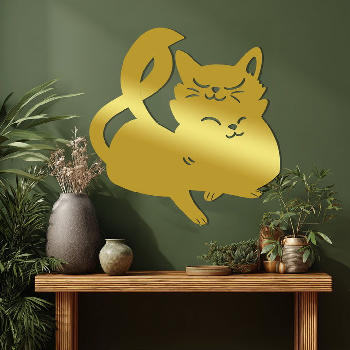 Cat outline metal wall art modern minimalist home design