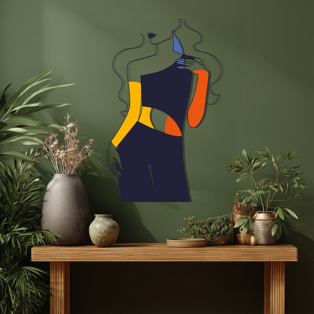 Abstract Fashion Woman Metal Wall Art – Modern Minimal Decor