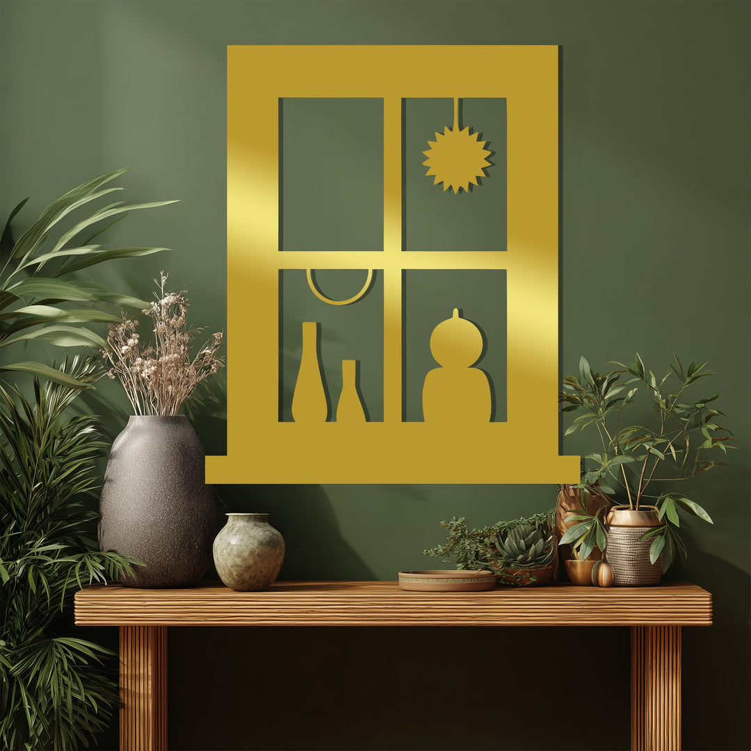 Square Window Metal Wall Art – Modern Silhouette Home Decor