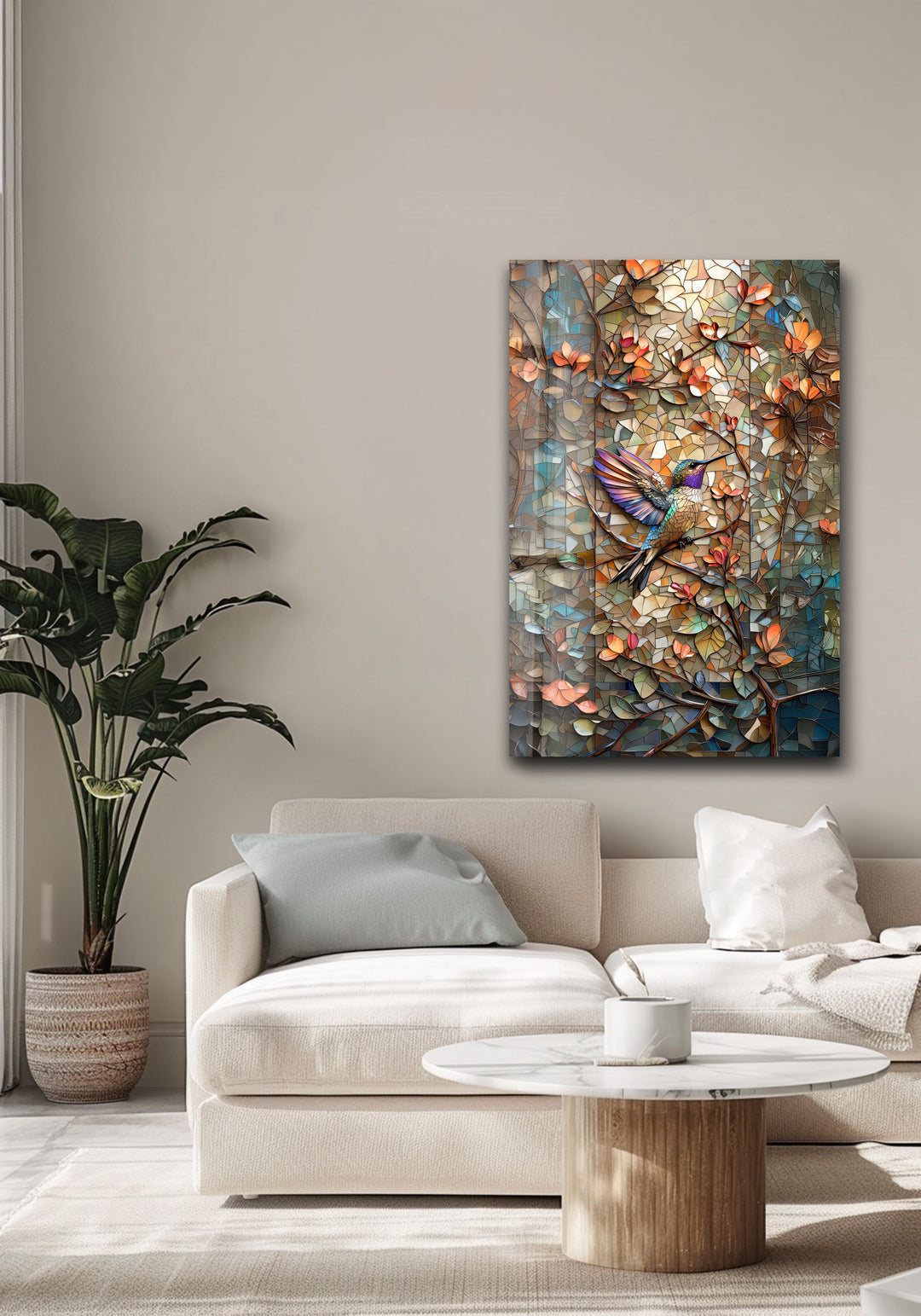 Radiant Hummingbird – Stained Glass Wall Art