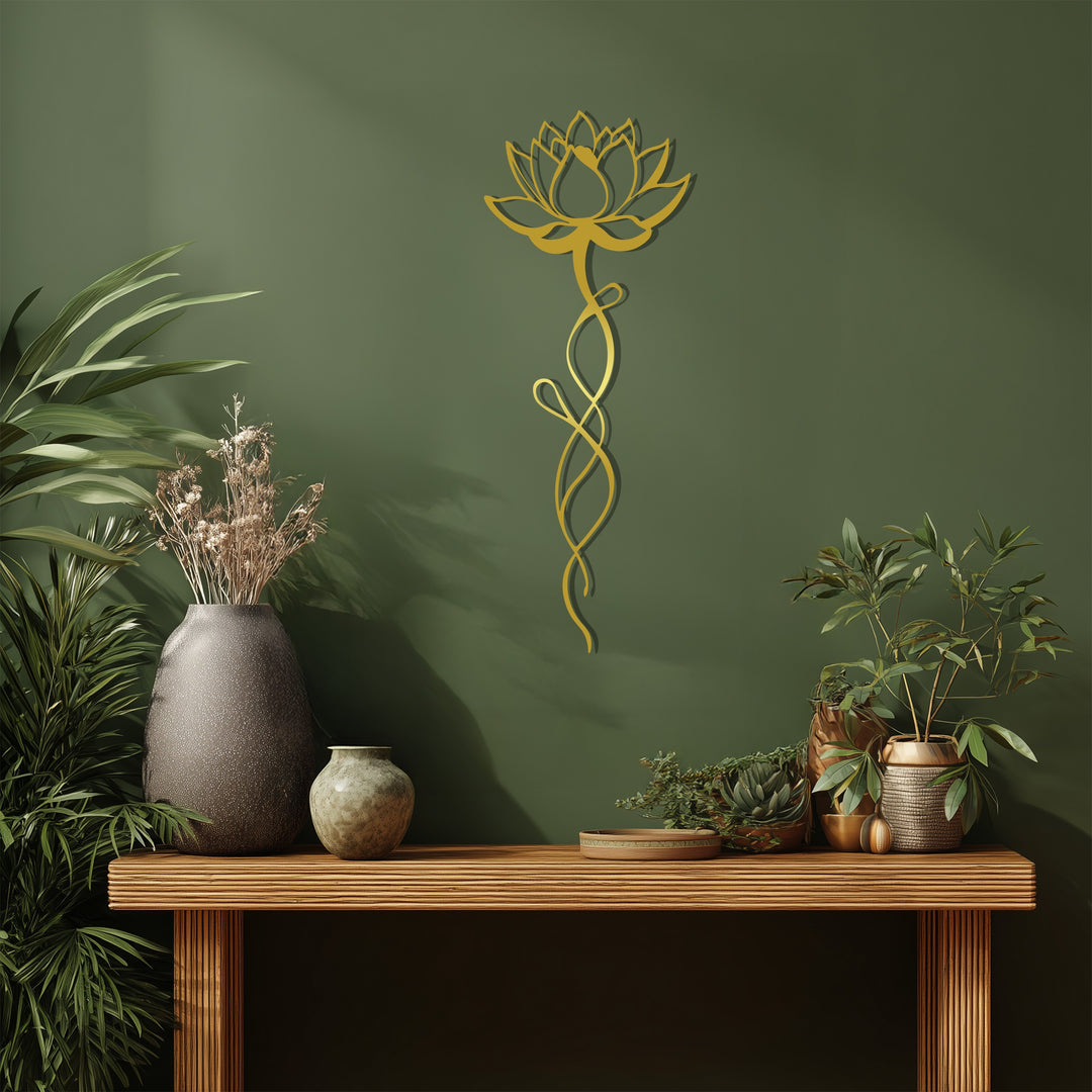 Elegant Lotus Metal Wall Art – Minimalist Floral Symbol of Harmony