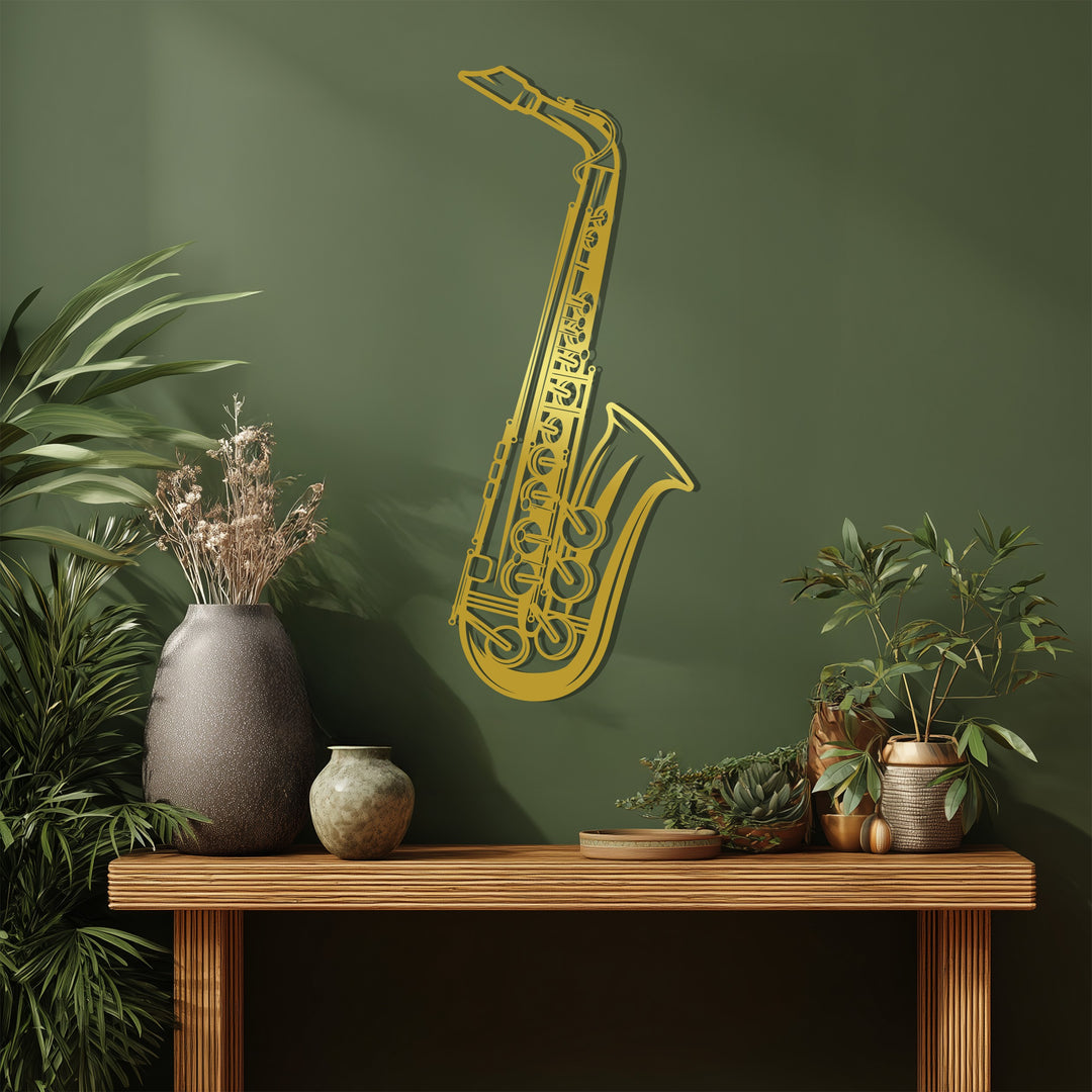 Saxophone Metal Wall Art – Jazz Music Home Decor
