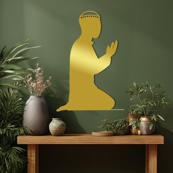 Black prayer silhouette metal wall art