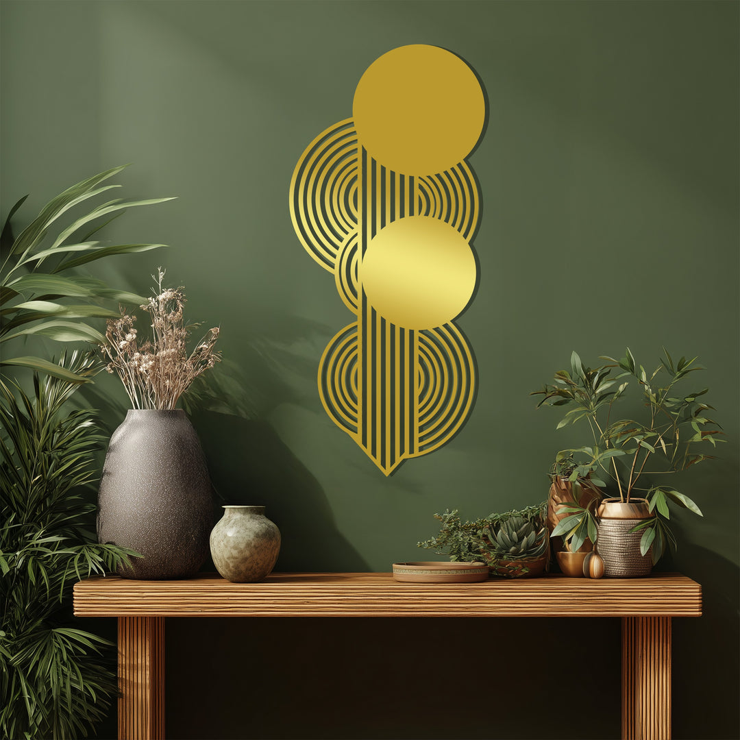 Geometric Circles Metal Wall Art – Black Modern Wall Sculpture