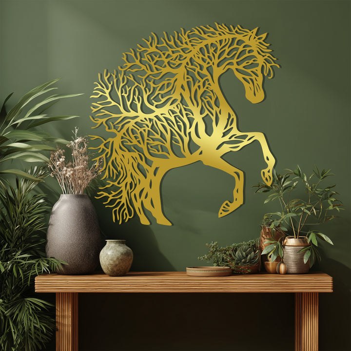 Elegant rearing horse metal art for home décor