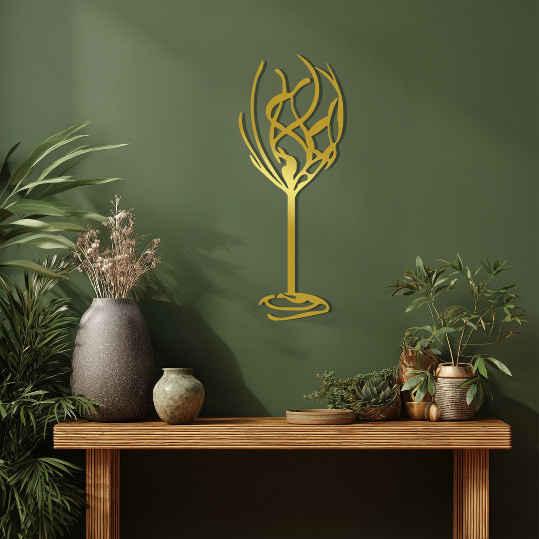 Minimalist wine glass silhouette wall decoration