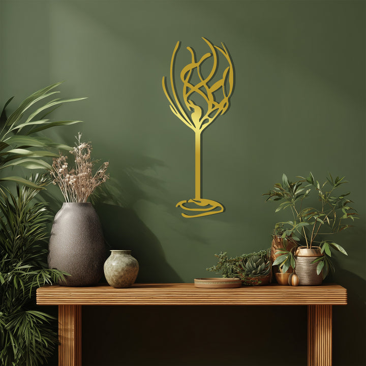 Minimalist wine glass silhouette wall decoration