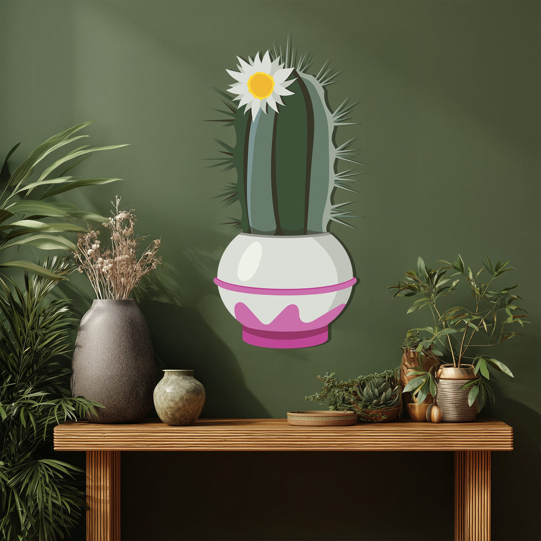 The stillness of the blossom crown cactus, rendered as decoration wall art, showcases the elegance of botanical metal art.